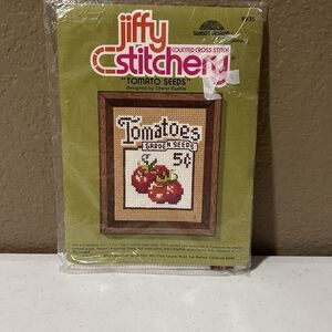Vintage Sunset Jiffy Stitchery Counted Cross Stitch Tomato Seeds #935 NOS